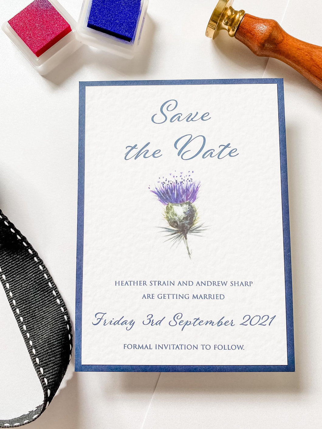 Watercolour Thistle Save the Date