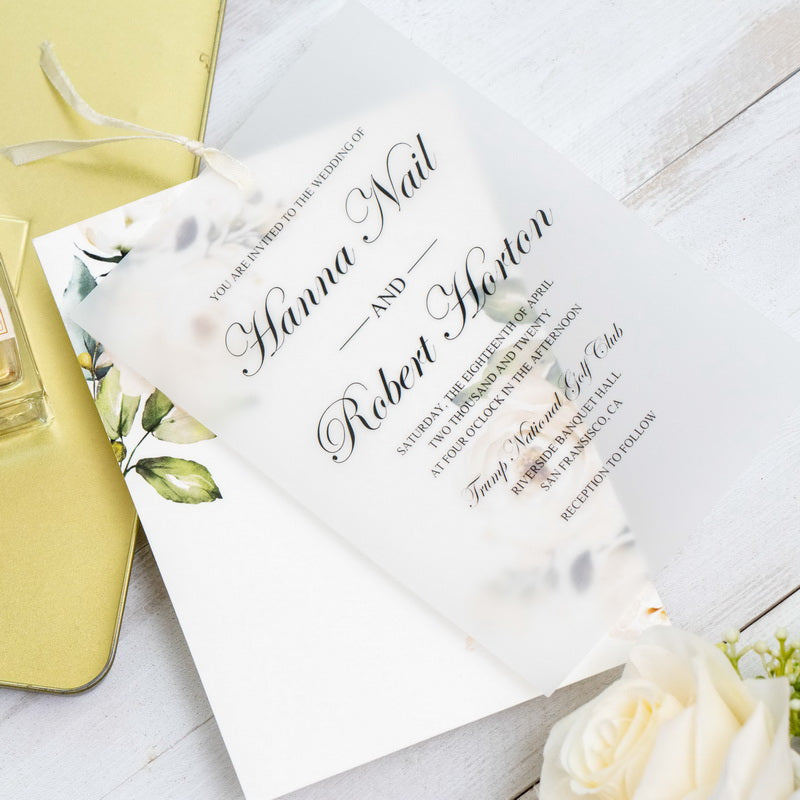 Ivory and Greenery Floral with Vellum Overlay