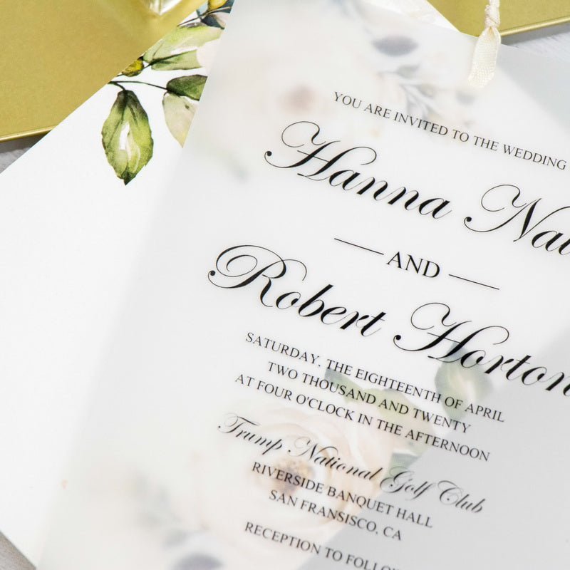 Ivory and Greenery Floral with Vellum Overlay