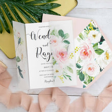 Load image into Gallery viewer, Pink Floral Vellum Wrap Invitation Set
