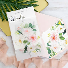 Load image into Gallery viewer, Pink Floral Vellum Wrap Invitation Set
