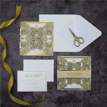 Load image into Gallery viewer, Gold Glitter Foil Wedding Invitation
