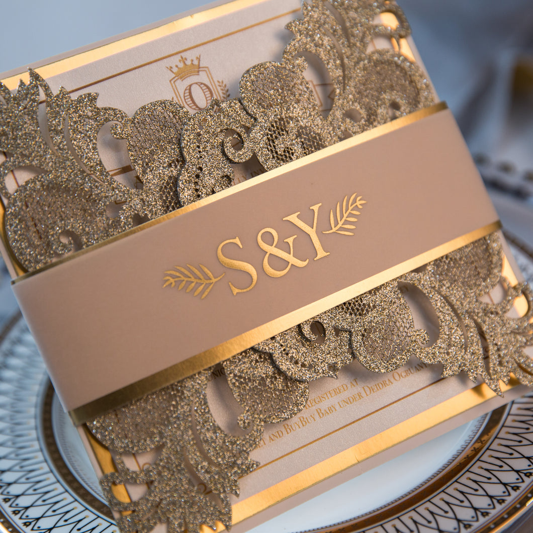 Gold Glitter Foil Wedding Invitation