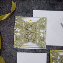 Load image into Gallery viewer, Gold Glitter Foil Wedding Invitation
