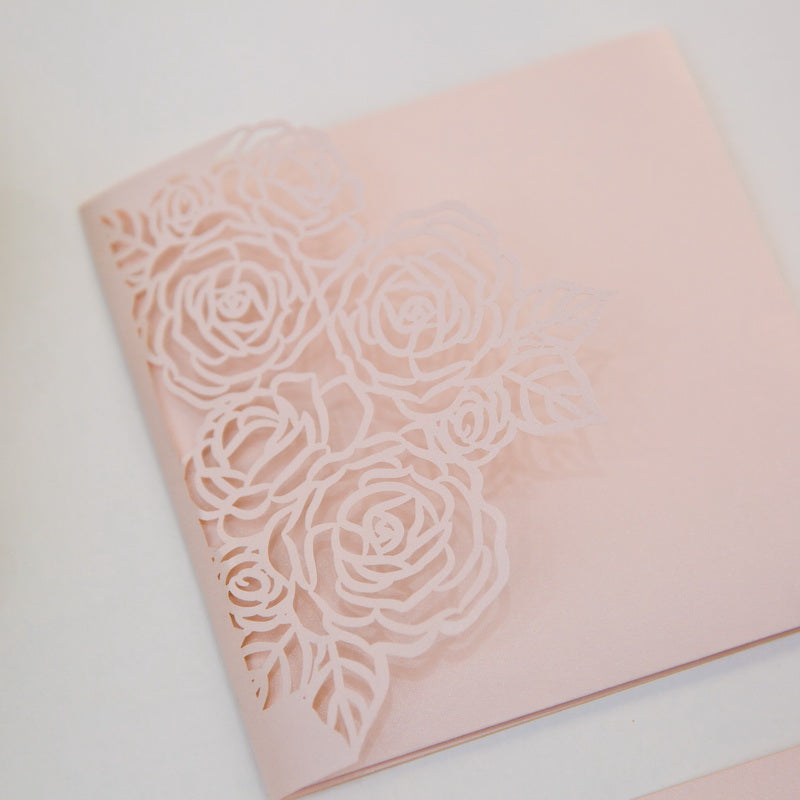 Blush Rose Design Laser Cut Wedding Invitation