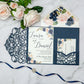 Glittering Navy Floral Wedding Invitations