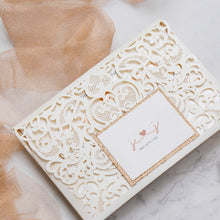 Load image into Gallery viewer, Ivory Envelope Laser Cut Invitation with Glitter Accent
