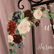Load image into Gallery viewer, Burgundy Floral Clear Acrylic Welcome to our Wedding Sign
