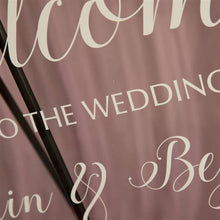 Load image into Gallery viewer, Burgundy Floral Clear Acrylic Welcome to our Wedding Sign
