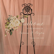 Load image into Gallery viewer, White Floral Clear Acrylic Welcome to our Wedding Sign
